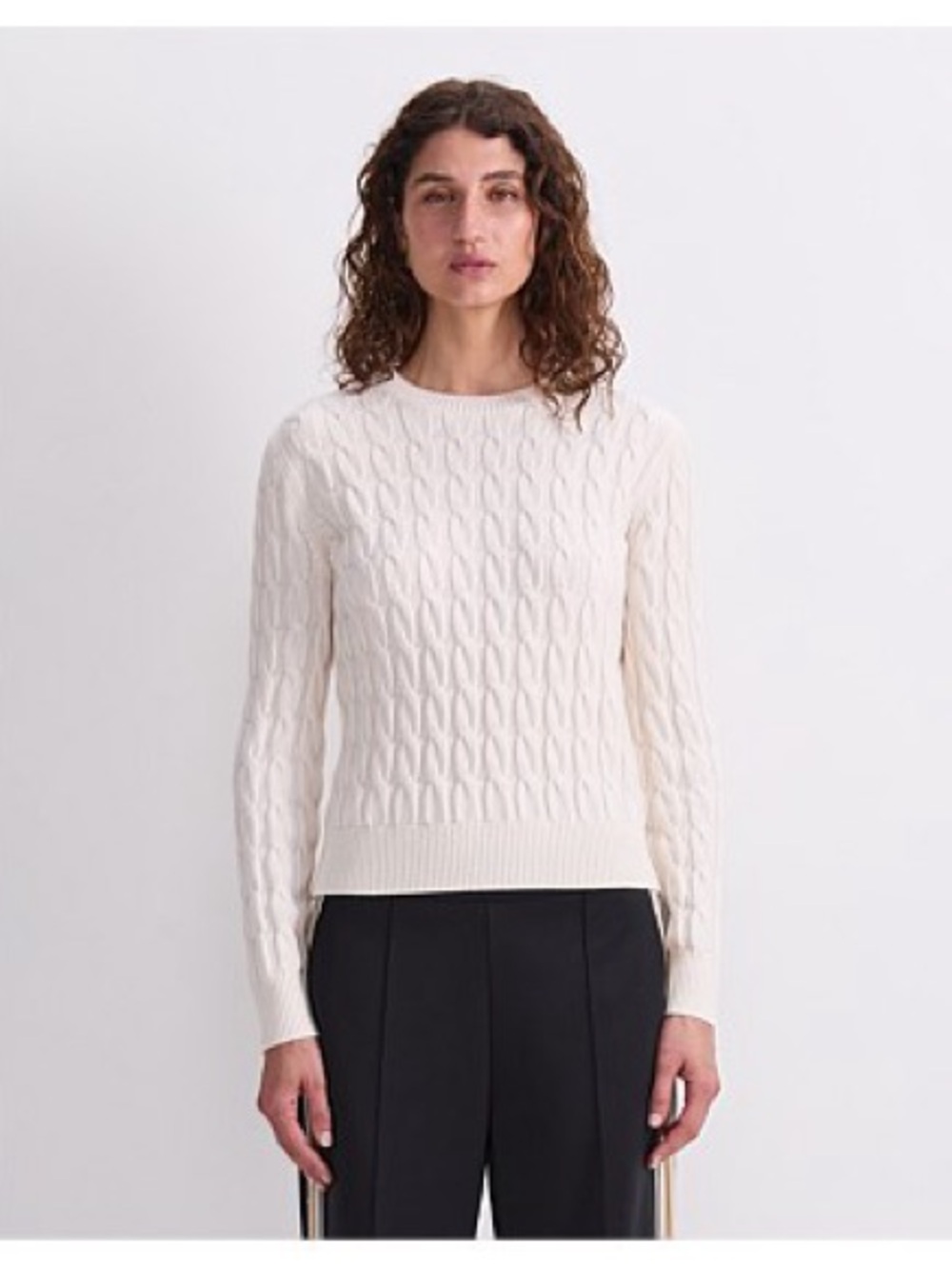 Sportscraft Cable-Knit Crewneck Sweater - Cream
